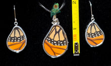 Monarch Butterfly Wings Pendant & Earrings Set